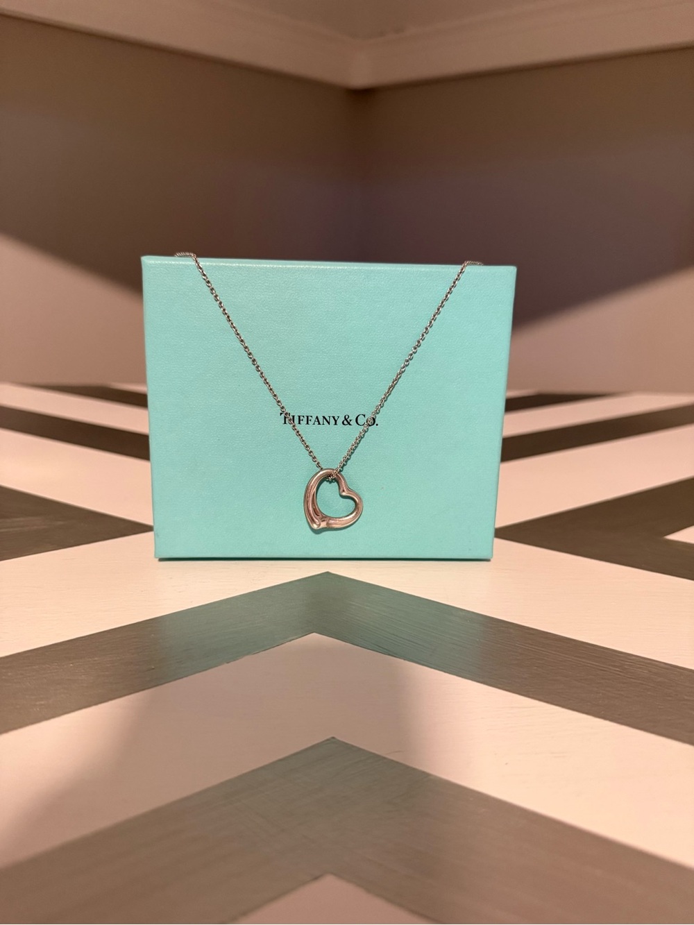 Tiffany & Co. Elsa Peretti Sterling Silver Open Heart Necklace